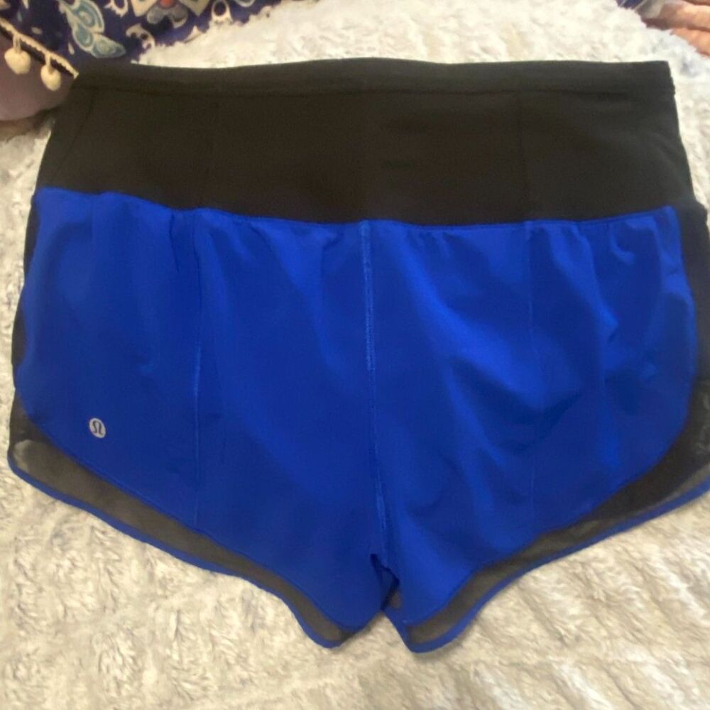 Lululemon Mind Over Miles Short (3.5") Jet Stream Blue / Black EUC Size 6 - Picture 5 of 7